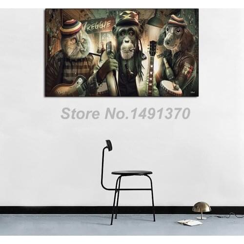 Sylvain Binet Animal Band Painting Dog Cat Monkey Posters Prints Decorative Wall Art Canvas Pictures For Living Room Home Decor