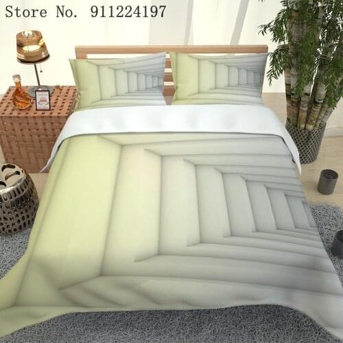 3D Stairs Printing Duvet Cover Sets Bed Linen Sheet Single Double Queen King Size Quilt Covers Bedclothes Simple Bedding Set