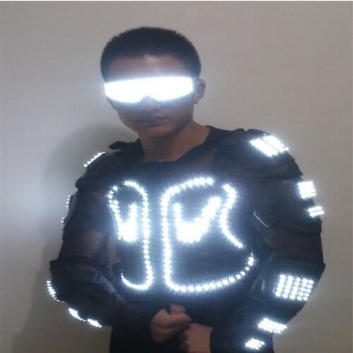 T24 Ballroom dance lighted costumes led costume stage dance wears dj disco robot armor clothes luminous party props show suits