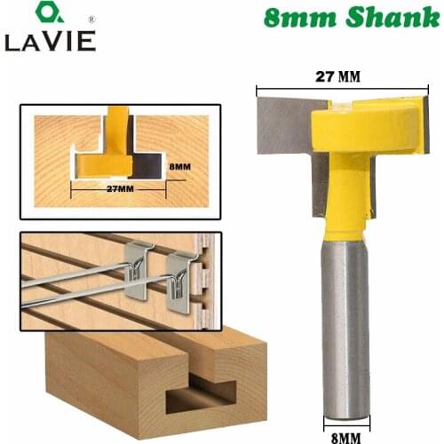 LA VIE 8mm Shank T-Slot Milling Straight Edge Slotting Knife Cutter Router Bits Milling Cutting Handle for Wood working MC02001