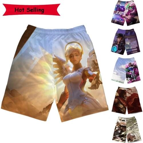 Anime Peripheral Overwatch Summer Beach Pants Seaside Pant Casual Home Pant Short Pant Sweat Pockets Jogger Fitness Cropped Pant