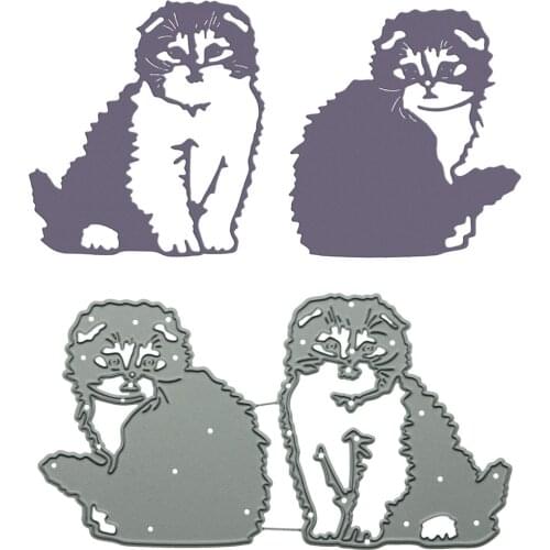 Kitty Patern Metal Cutting Dies Scrapbooking Scottish Fold Cat Shape Embossing Craft Clipart Paper Cutter Mold For DIY Card