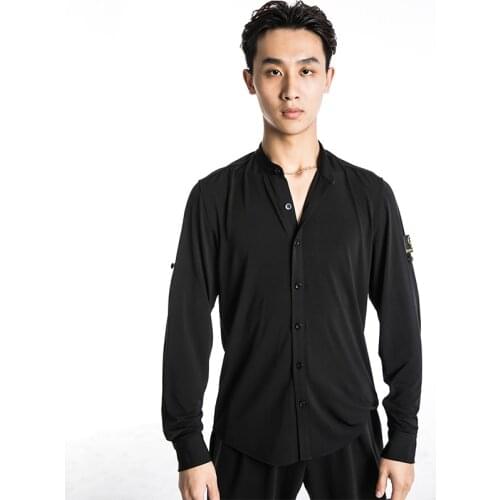 Male Latin Dance Shirts Autumn Winter Latin Practice Tops Men Cha Cha Rumba Salsa Dancing Tops Performing Clothes Wear BL5068