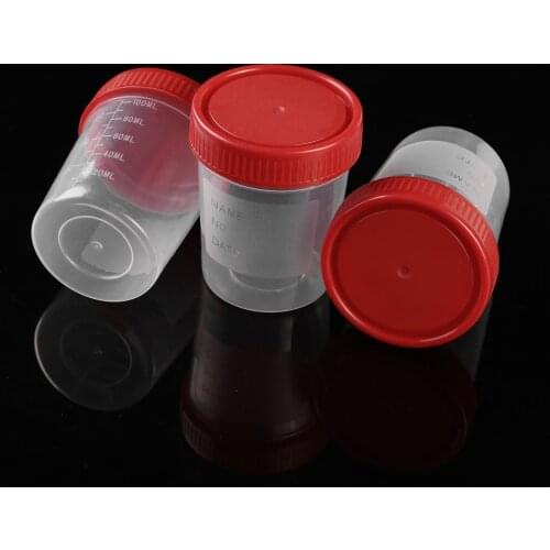 Set of 10 Clear Plastic Graduated Urine Storage Bottles Anti-Leak Specimen Collect Cups Screw-on Cap Containers for Drug Testing