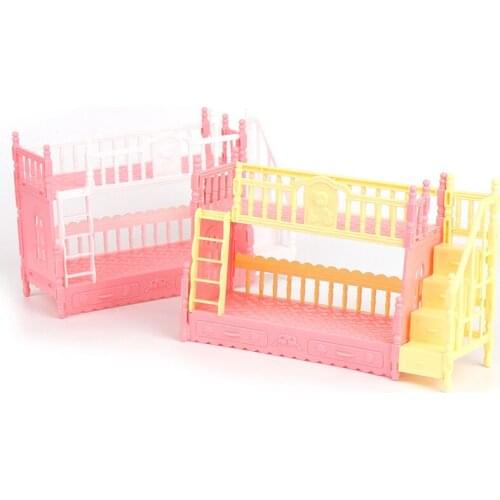New Arrival Dollhouse Princess Bedroom Simulation Bunk Bed for 9-11inch Doll Playset Toy Random Color