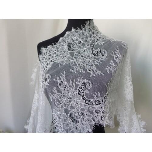 New Style 2017 French Eyelash Lace Trim In White Soft Chantilly Lace Fabric 35cm For Womans Wear, Lingerie