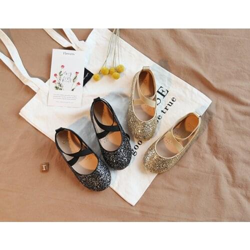 Girls Ballet Flats Baby Dance Party Girls Shoes Glitter Children Shoes Gold Bling Princess Shoes 3-12 years Kids Shoes