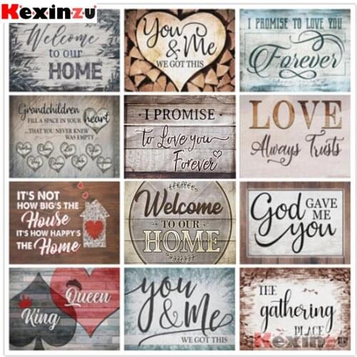Full Drill Diamond Painting 5D DIY "Love Paradise House" Picture Rhinestone Mosaic Text Diamond Embroidery Wall Home Decoration