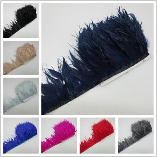 YY-tesco 10 meters Ostrich Feather Ribbon Trims 4-6 inch/10-15cm Strip For Dress Skirt Party Clothing Accessories Craft Making