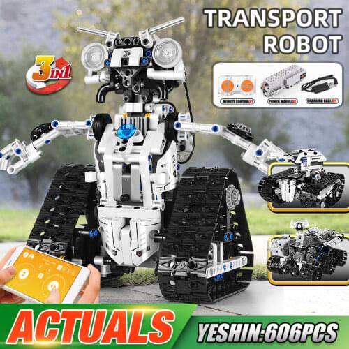 MOULD KING 15046 High-Tech Toys The APP RC Control Power Transbot Robot Model Building Blocks Bricks Kids Christmas Gifts 606Pcs