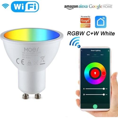 WiFi 5W GU10 Dimmable Led Lamps RGBW C+W White Smart LED Light Bulbs APP Tuya Smart Life Remote Control With Alexa Google Home