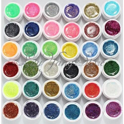 Professional 36 Colors UV Gel Builder Nail Varnish Gel Colorful Glitter Nail Extension Gel Polish Manicure set