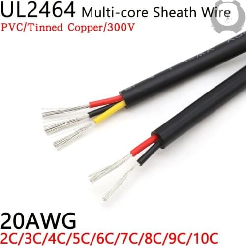 10M 20AWG UL2464 Sheathed Wire Cable Channel Audio Line 2 3 4 5 6 7 8 9 10 Cores Insulated Soft Copper Cable Signal Control Wire