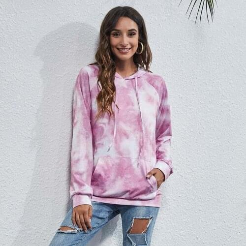 Autumn Winter New Tie-dye Pullover Hoodies Women Long Sleeve Hooded Drawstring Sweatshirt Female Casual Loose Sweatshirts
