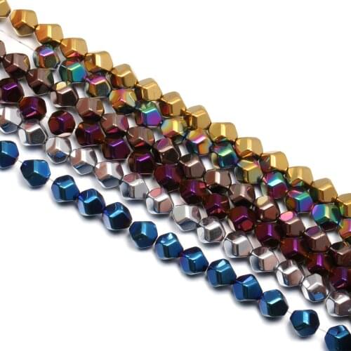 Multicolor Natural Stone Faceted Round Shape Hematite Beads for Jewelry Making DIY Bracelet Necklace Accessories Wholesale