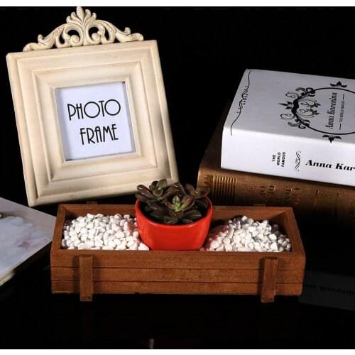 Garden Wooden Planters Outdoor Garden Plant Flower Pot Ornament Planter Crates Rectangle Table Succulent Flower Pot