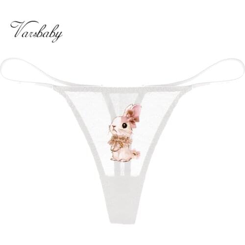 Varsbaby Cute bunny underwear ladies fashion lightweight breathable comfortable simple sexy ultra-thin thong