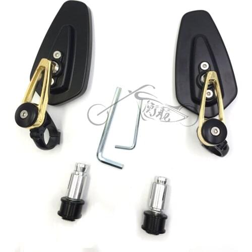 7/8" Pair of Motorcycle Universal Handle Bar End Rearview Mirror CNC Aluminum 360 Rotation Bracket Side View Mirrors