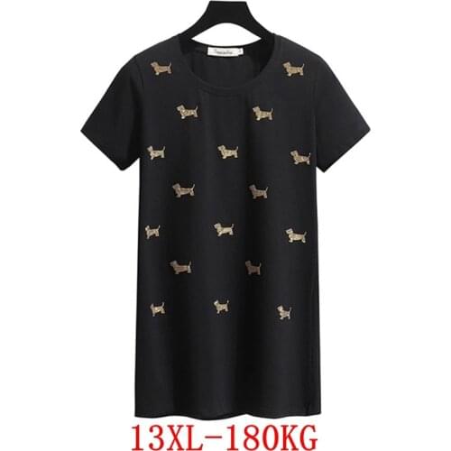 Large size womens T-shirt plus size 8XL 9XL 10X 12XL13XL summer round neck short sleeve loose plus size black big T-shirt top