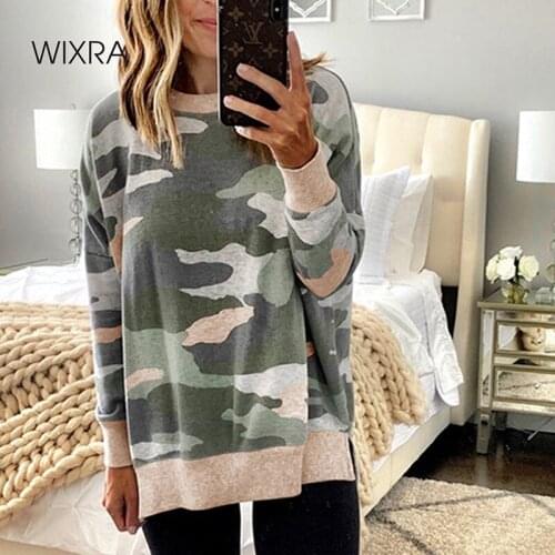 Wixra Womens Leopard Print Sweatshirts O-neck Hoodies Top Long Sleeve Casual Sweatshirt Hoodie Autumn Spring New Fashion