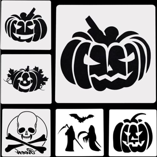 1pc Pumpkin Skull Stencil DIY Walls Layering Painting Template Decor Scrapbook Diary Embossing School Office Supplies Reusable