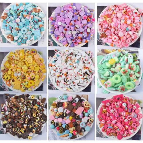 10pcs/lot Kawaii Resin food Cabochons Handmade Resin Material DIY Hair Bow Decorative
