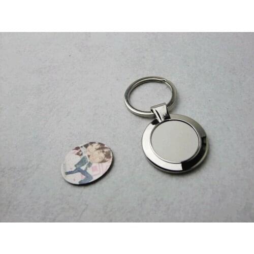 10pcs/lot Blank Sublimation circle shape metal key chain bag pendants custom print photo OPP packing k1