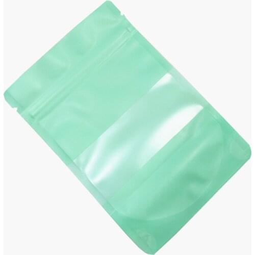 100Pcs/lot Matte Light Green Stand Up Zip Lock Plastic Package Bag with Window Heat Seal Food Beans Doypack Zipper Packing Bags