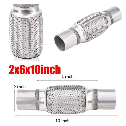 1x Car Exhaust Flex Pipe Stainless Steel Weld On Flexible Joint Repair Tube Durable 2X6X10" High Quality