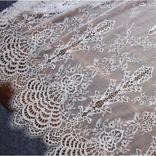 3 Meter /Lot High Quality Exquisite Off White Eyelash Lace Fabric Wedding Dress Skirt DIY embroidery lace fabric ~Beautiful