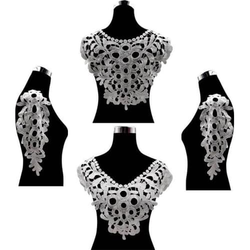 4PCS/Lot Luxury White Cotton Lace Embroidery Collar Trim Applique Patch Wedding Dress DIY Crafts Sewing Guipure Accessories