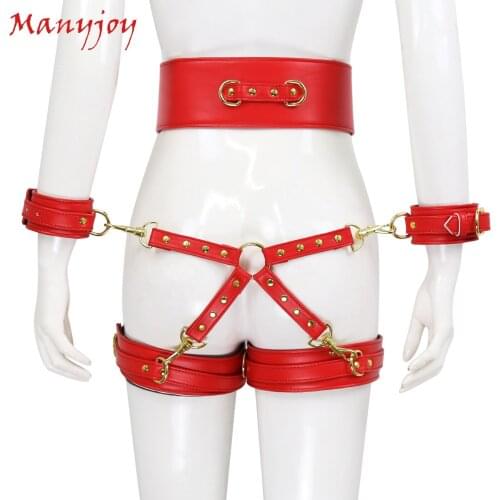 7 Color BDSM toys PU leather Bondage Set Include Belt Handcuffs Legcuffs Adult Slave Restraint Games Sex Toys for Women Couples