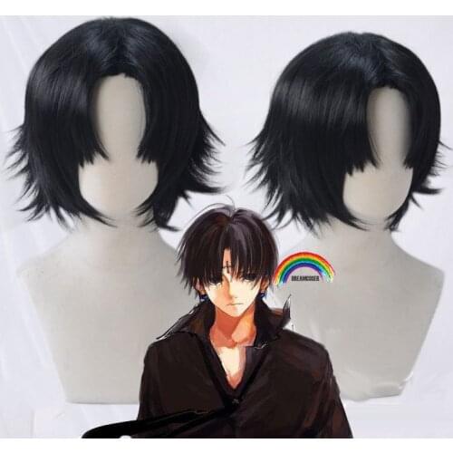 Kulolo lushilufelu Black Short Wig Hunter X Hunter Cosplay Accessories Synthetic Hair Wig Cap Halloween Prop with free wigcap