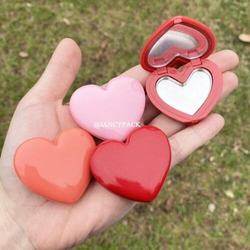 Red pink Heart Shape Empty Eyeshadow Case Lipstick container Pigment Palette Refillable Makeup Dispenser lip gloss tube with pan