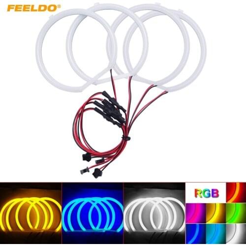 FEELDO 4X127.5mm Auto Halo Rings Cotton Lights SMD LED Angel Eyes for BMW E39 OEM (01-03) DRL 4-Color #HQ3700