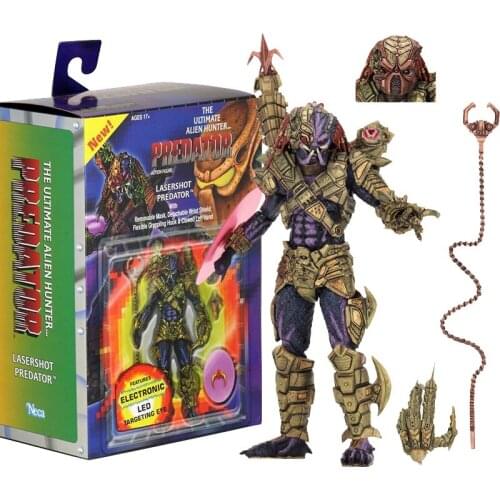 With LED NECA Lasershot Predator Elder Predator Action Figure Collection Model Toy Decoration Joints Movable Figure