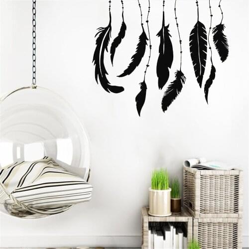 Art Birds Feathers Ethnic Vinyl Wall Decal Bedroom Decor Stickers Mural For Living Room Bedroom Decoration ov338
