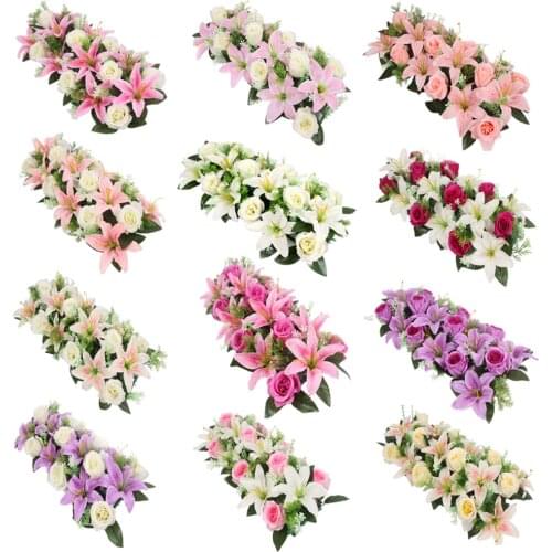Artificial flower row arch flower wall lily arch high imitation rose DIY wedding road lead party Christmas decor High-grade silk