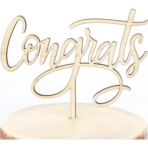 Calligraphy Congrats Cake Topper, Celebration Party Cake Topper,Gold Silver Congratulations Cake Topper Party Favor Supplies