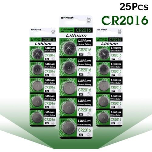 25pcs CR2016 Button Batteries CR2016 BR2016 DL2016 Cell Coin Lithium Battery 3V CR 2016 For Watch Electronic Toys
