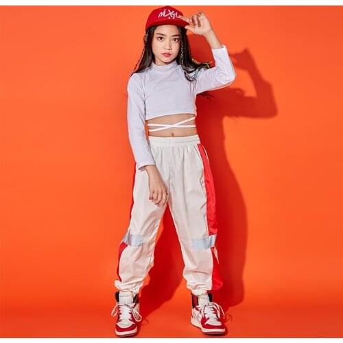 Girls Crop Hip Hop 2 Pcs Set Sweatshirt Kids Personalized Jogger Pant Street Dance Child Outfit Teen Streetwear Costume Clothes