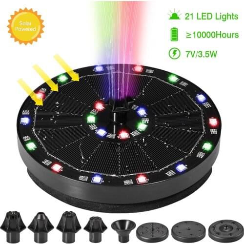 Colorful LED Light Solar Water Fountain Pool Waterfall Floating Fountain Garden Decor Outdoor Bird Bath Solar Powered Fountain
