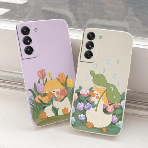 Cute Duck Case For Samsung Galaxy S21 S20 FE S10 Note 20 10 Ultra Plus A72 A52 A42 A32 A71 A51 A41 A31 A21S Soft Phone Cover