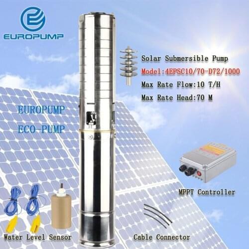 EUROPUMP MODEL(4EPSC10/70-D72/1000) Best price High efficient portable 10m3/h flow rate 70m head solar water pump
