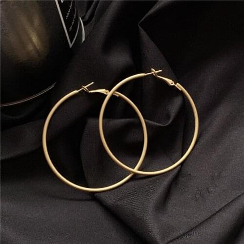 Trendy Simple Metal Hoop Earrings For Woman Simple Design Gold Color Big Circle Statement Earrings Fashion Jewelry Femme Gifts