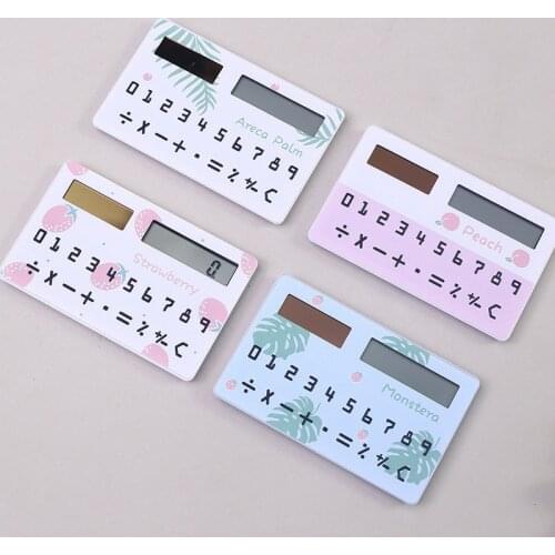 Fashion Portable Cartoon Fruits Animal Mini Card Calculator Stationery Supplies Creative Solar Calculator Children Gift
