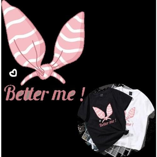Cartoon PVC Better Me Patch Deal with It Clothes Heat Transfer Printing Pink Bow Iron on Patches for Clothing Cute 3D Sticker