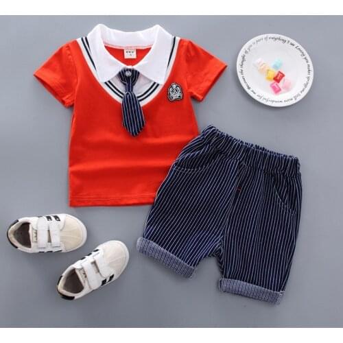 Baby Boy Clothes Fashion Round Neck Solid Print T-Shirt + Shorts 2PCS Outfits Kids Bebes Jogging Suits Tracksuits 4 Colors