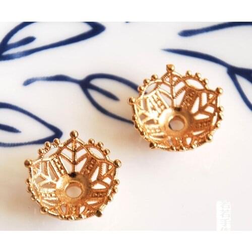Wholesale 2 pcs/lot golden gold plated beads caps jewelry making craft findings DIY for women