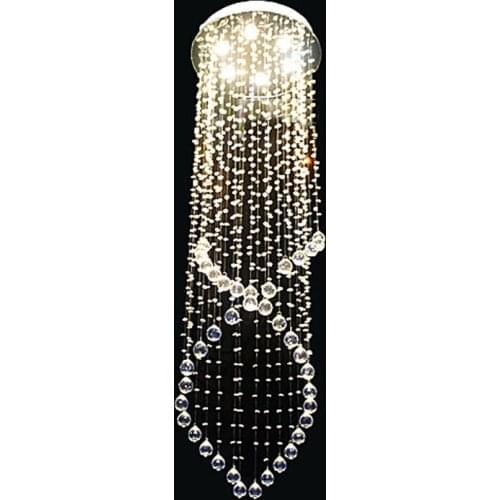 Luxury double staircase light long chandelier jumping room living room crystal long line lamp villa staircase crystal chandelier